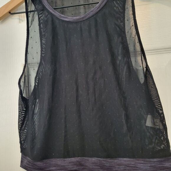 ZYIA Active Calm Luxe High Neck Mesh Tank Top Polka Dot Black Size Large - Picture 4 of 7